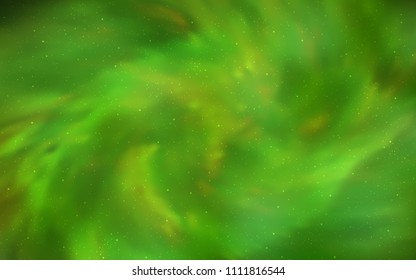 Light Green vector cover with astronomical stars. Glitter abstract illustration with colorful cosmic stars. Pattern for astronomy websites.
