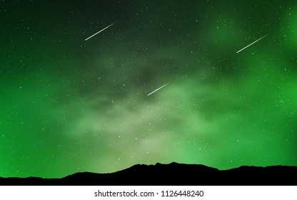 Light Green vector cover with astronomical stars. Shining colored illustration with bright astronomical stars. Pattern for futuristic ad, booklets.