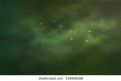Light Green vector cover with astronomical stars. Glitter abstract illustration with colorful cosmic stars. Template for cosmic backgrounds.