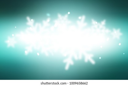 Light Green vector cover with beautiful snowflakes. Shining colored illustration with snow in christmas style. The pattern can be used for new year leaflets.