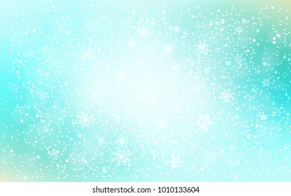 Light Green vector cover with beautiful snowflakes. Shining colored illustration with snow in christmas style. The pattern can be used for new year ad, booklets.