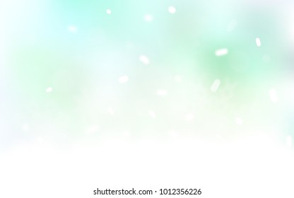 Light Green vector cover with beautiful snowflakes. Decorative shining illustration with snow on abstract template. New year design for your ad, poster, banner.