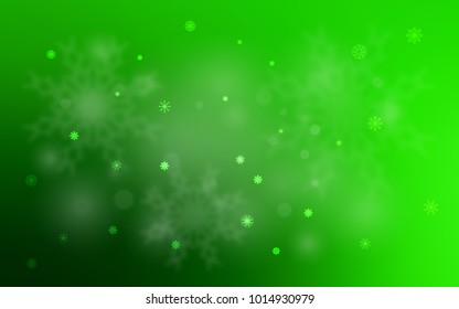 Light Green vector cover with beautiful snowflakes. Modern geometrical abstract illustration with crystals of ice. The template can be used as a new year background.