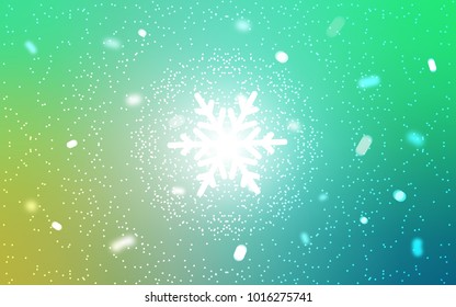 Light Green vector cover with beautiful snowflakes. Modern geometrical abstract illustration with crystals of ice. New year design for your ad, poster, banner.