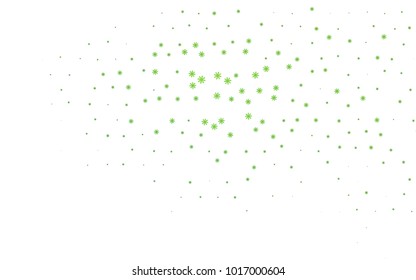 Light Green vector cover with beautiful snowflakes. Snow on blurred abstract background with gradient. The template can be used as a new year background.
