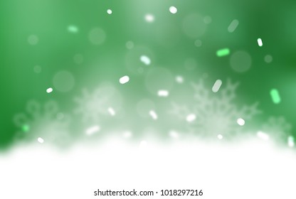 Light Green vector cover with beautiful snowflakes. Decorative shining illustration with snow on abstract template. The pattern can be used for new year leaflets.