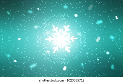 Light Green vector cover with beautiful snowflakes. Glitter abstract illustration with crystals of ice. The pattern can be used for year new  websites.