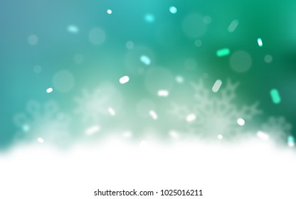 Light Green vector cover with beautiful snowflakes. Decorative shining illustration with snow on abstract template. The pattern can be used for year new  websites.