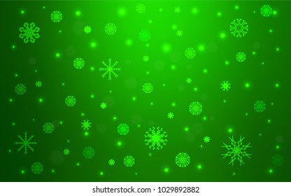 Light Green vector cover with beautiful snowflakes. Modern geometrical abstract illustration with crystals of ice. The pattern can be used for new year leaflets.