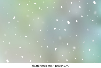 Light Green vector cover with beautiful snowflakes. Snow on blurred abstract background with gradient. The pattern can be used for new year ad, booklets.