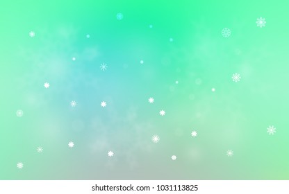Light Green vector cover with beautiful snowflakes. Glitter abstract illustration with crystals of ice. The pattern can be used for new year leaflets.