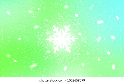 Light Green vector cover with beautiful snowflakes. Decorative shining illustration with snow on abstract template. The pattern can be used for new year leaflets.