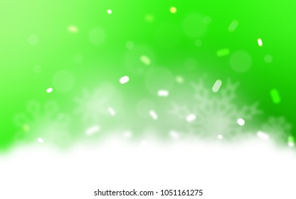 Light Green vector cover with beautiful snowflakes. Blurred decorative design in xmas style with snow. New year design for your business advert.