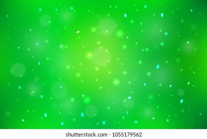Light Green vector cover with beautiful snowflakes. Snow on blurred abstract background with gradient. New year design for your ad, poster, banner.