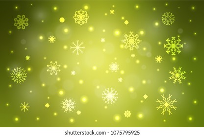 Light Green vector cover with beautiful snowflakes. Glitter abstract illustration with crystals of ice. The template can be used as a new year background.