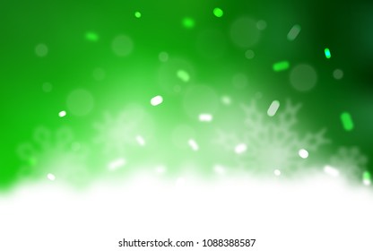Light Green vector cover with beautiful snowflakes. Glitter abstract illustration with crystals of ice. New year design for your business advert.
