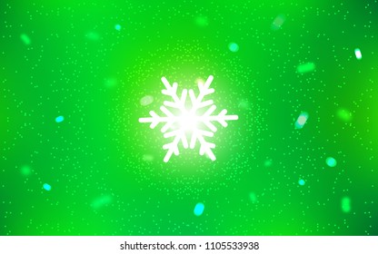 Light Green vector cover with beautiful snowflakes. Modern geometrical abstract illustration with crystals of ice. New year design for your business advert.