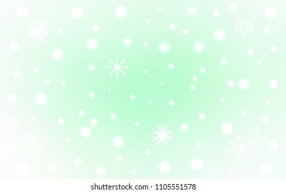 Light Green vector cover with beautiful snowflakes. Glitter abstract illustration with crystals of ice. The pattern can be used for new year ad, booklets.