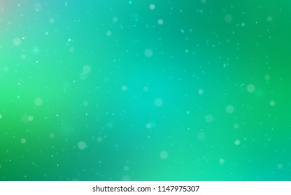 Light Green vector cover with beautiful snowflakes. Snow on blurred abstract background with gradient. New year design for your business advert.