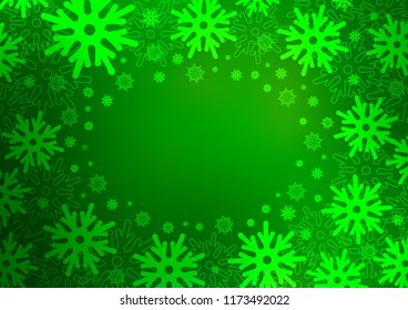 Light Green vector cover with beautiful snowflakes. Glitter abstract illustration with crystals of ice. The pattern can be used for year new  websites.
