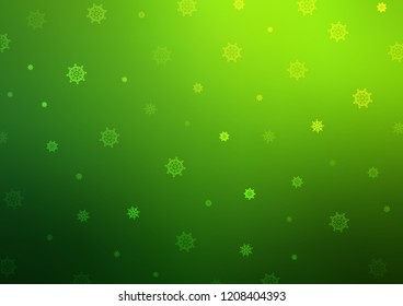Light Green vector cover with beautiful snowflakes. Glitter abstract illustration with crystals of ice. The template can be used as a new year background.