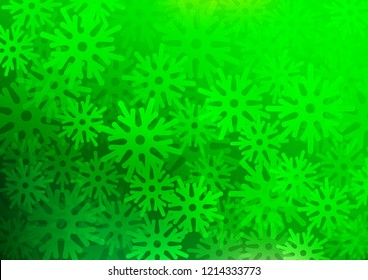 Light Green vector cover with beautiful snowflakes. Modern geometrical abstract illustration with crystals of ice. The pattern can be used for new year leaflets.