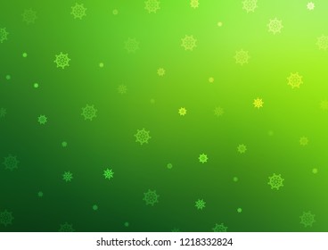 Light Green vector cover with beautiful snowflakes. Glitter abstract illustration with crystals of ice. The pattern can be used for new year leaflets.