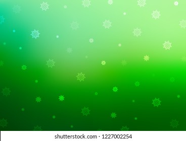 Light Green vector cover with beautiful snowflakes. Modern geometrical abstract illustration with crystals of ice. The pattern can be used for new year ad, booklets.