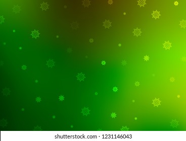 Light Green vector cover with beautiful snowflakes. Shining colored illustration with snow in christmas style. The pattern can be used for new year leaflets.