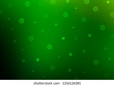 Light Green vector cover with beautiful snowflakes. Shining colored illustration with snow in christmas style. New year design for your business advert.