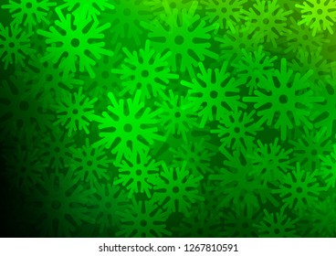 Light Green vector cover with beautiful snowflakes. Modern geometrical abstract illustration with crystals of ice. The pattern can be used for new year leaflets.