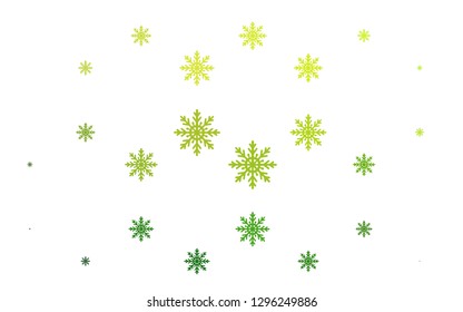 Light Green vector cover with beautiful snowflakes. Decorative shining illustration with snow on abstract template. The pattern can be used for new year ad, booklets.