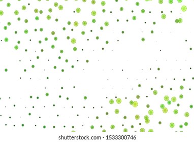 Light Green vector cover with beautiful snowflakes. Blurred decorative design in xmas style with snow. The pattern can be used for year new  websites.