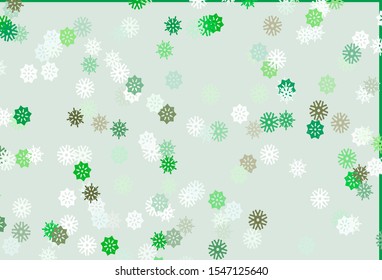 Light Green vector cover with beautiful snowflakes. Modern geometrical abstract illustration with crystals of ice. New year design for your ad, poster, banner.