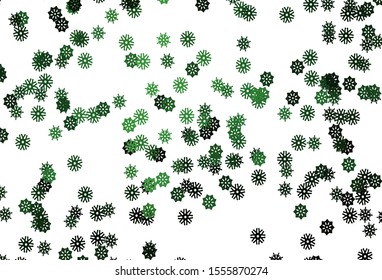 Light Green vector cover with beautiful snowflakes. Decorative shining illustration with snow on abstract template. The pattern can be used for new year leaflets.