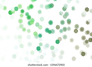 Light Green vector cover with beautiful snowflakes. Modern geometrical abstract illustration with crystals of ice. New year design for your ad, poster, banner.