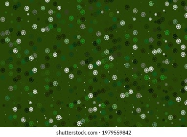 Light Green vector cover with beautiful snowflakes. Shining colored illustration with snow in christmas style. New year design for your ad, poster, banner.