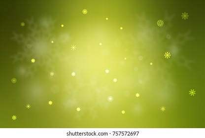 Light Green vector cover with beautiful snowflakes. Shining colored illustration with snow in christmas style. The template can be used as a new year background.
