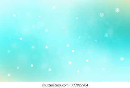 Light Green vector cover with beautiful snowflakes. Glitter abstract illustration with crystals of ice. The template can be used as a new year background.