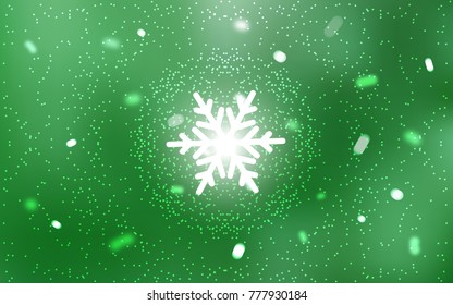 Light Green vector cover with beautiful snowflakes. Modern geometrical abstract illustration with crystals of ice. New year design for your business advert.
