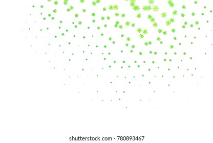Light Green vector cover with beautiful snowflakes. Shining colored illustration with snow in christmas style. New year design for your ad, poster, banner.