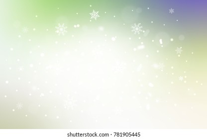 Light Green vector cover with beautiful snowflakes. Modern geometrical abstract illustration with crystals of ice. The template can be used as a new year background.