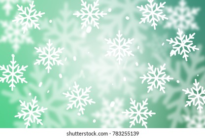 Light Green vector cover with beautiful snowflakes. Glitter abstract illustration with crystals of ice. The pattern can be used for new year ad, booklets.
