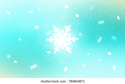 Light Green vector cover with beautiful snowflakes. Blurred decorative design in xmas style with snow. New year design for your business advert.