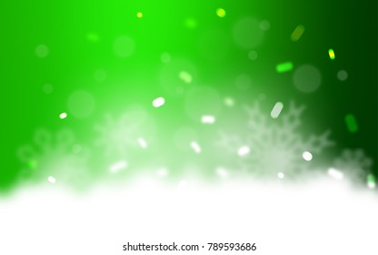 Light Green vector cover with beautiful snowflakes. Glitter abstract illustration with crystals of ice. New year design for your ad, poster, banner.
