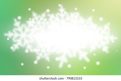 Light Green vector cover with beautiful snowflakes. Shining colored illustration with snow in christmas style. The template can be used as a new year background.