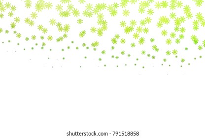 Light Green vector cover with beautiful snowflakes. Blurred decorative design in xmas style with snow. New year design for your ad, poster, banner.