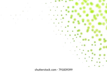 Light Green vector cover with beautiful snowflakes. Decorative shining illustration with snow on abstract template. The pattern can be used for new year leaflets.