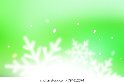 Light Green vector cover with beautiful snowflakes. Glitter abstract illustration with crystals of ice. The template can be used as a new year background.