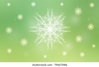 Light Green vector cover with beautiful snowflakes. Glitter abstract illustration with crystals of ice. The pattern can be used for new year ad, booklets.